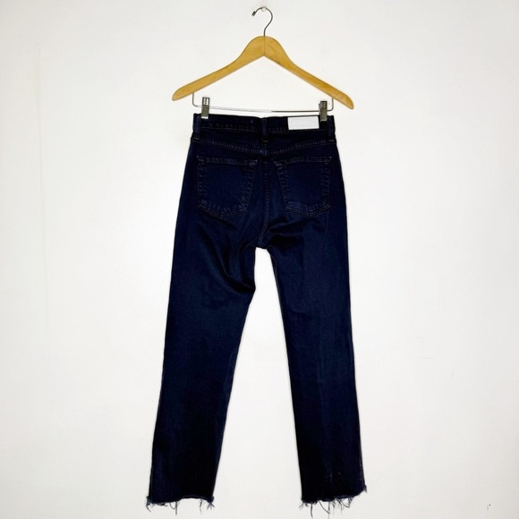 Re/done Blue Denim High Rise Slim Straight Jeans Size 24 - Picture 3 of 7